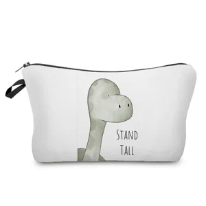 Bonita bolsa de maquillaje con estampado de dinosaurio lindo estuche de lona para viaje