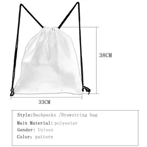 Unisex Polyester Kordelzug Rucksack Beutel mit 33x38cm Größe, lässige Aufbewahrungstasche.