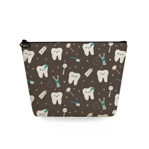 Borsa da Trucco in Lino Stampata Infermiera Personale Sanitario Custodia Multifunzionale con Cerniera per Trucco Toilette per Viaggio Quotidiano Donna