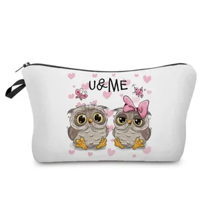 Süße Eulen Druck Kosmetiktasche tragbare Make-up Tasche mit Reißverschluss für Damen.