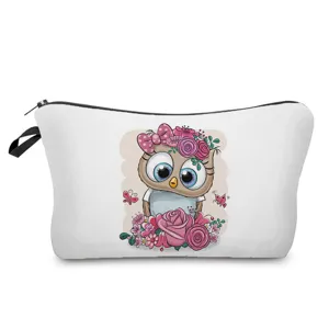 Suesse Eulen Print Make up Tasche tragbare Kosmetiktasche Reissverschluss Reise Etui