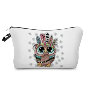Süße Cartoon Eule Kosmetiktasche, tragbare Reißverschluss Kulturbeutel Make-up Organizer.