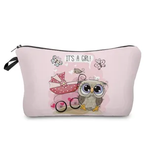 Süße Eule bedruckte Kosmetiktasche, tragbare Make-up-Tasche für Lippenstift und Artikel.