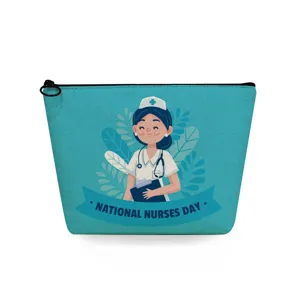 Graziosa borsa cosmetica infermiera, trousse da toeletta con zip portatile, custodia per trucco utile.