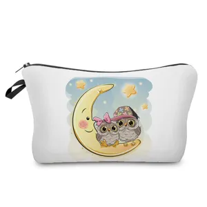 Niedliche Eulen Druck Kosmetiktasche, tragbare Make-up Tasche für Alltag und Reise.