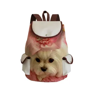 Canvas dog print backpack school bag with cute puppy design and practical storage daily use