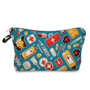 Borsa cosmetica stampata medica grande capacità pochette per trucco portatile da viaggio