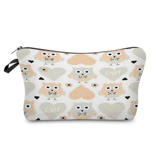 Cute Owl Print Cosmetic Bag Portable Travel Makeup Pouch Multi-functional Toiletry Storage Bag