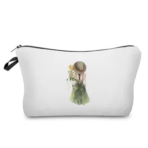 Aquarell Mädchen Print Kosmetiktasche, tragbare Reise Make-up Tasche mit Reißverschluss.