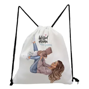 Casual printed drawstring backpack, portable travel storage bag for daily use and outdoors.