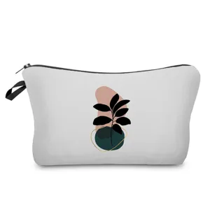 Minimalistische Kosmetiktasche mit Pflanzenmotiv, tragbare Reise-Kulturbeutel Make-up-Tasche.