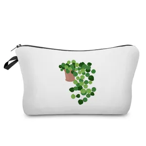 Niedliche Kosmetiktasche mit Topfpflanzen-Druck für Reisen und Alltag, stilvoll, tragbar.