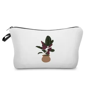 Schicke Kosmetiktasche mit Topfpflanzen-Druck. Ideal für Make-up und tägliche Toilettenartikel.