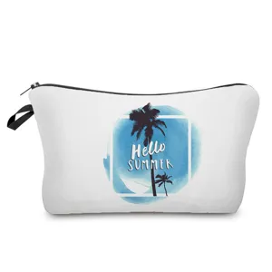 Reise Kosmetiktasche mit Palmen Motiv, schicke Make-up Tasche für Reisen und Alltag.