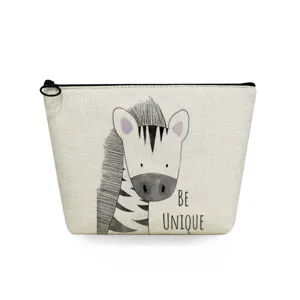 Süße Kosmetiktasche mit Zebramotiv, minimalistisches weißes Make-up Etui für tägliche Aufbewahrung.
