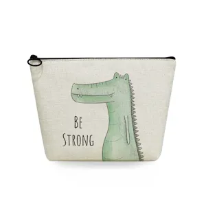 Süße Cartoon Alligator Leinwand Kosmetiktasche, einfache weiße Make-up Tasche und Waschtasche.