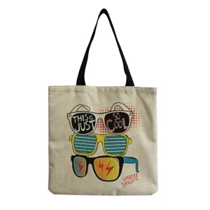 Casual Cotton Linen Tote Bag Cartoon Graphic Letter Printed Eco Shopping Bag Reusable Shoulder Bag Unisex Big Capacity Canvas Grocery Handbag