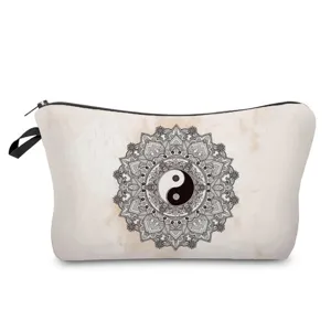 Tragbare Mandala Yin Yang Kosmetiktasche Make-up Tasche Reisezubehoer Waschbeutel Stift