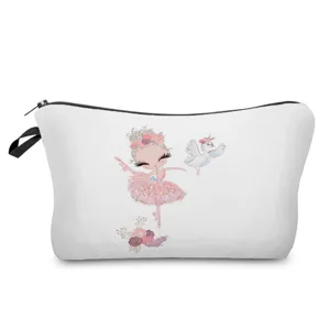 Bonita bolsa de maquillaje bailarina neceser de viaje portátil estuche cosmético con cremallera