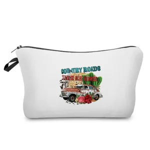 Tragbare Polyester Reise Kosmetiktasche Reißverschluss Kulturbeutel Aufbewahrung Organisator Floral Bedruckte Tasche Für Valentinstag Geschenk Unisex Taschen