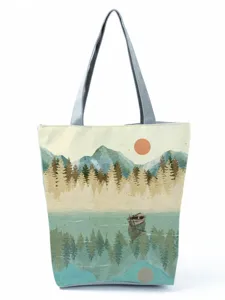 Μεγάλη τσάντα ώμου με εκτύπωση τοπίου casual tote τσάντα χειρός για γυναίκες και άνδρες.