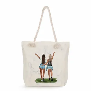 Καμβάς τσάντα shopper με χαριτωμένο σχέδιο φίλων, μεγάλη casual τσάντα ώμου καθημερινής χρήσης.