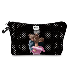 Modische Mutter Tochter Serie Bedruckte Kosmetiktasche Tragbare Reise Kulturbeutel Polyester Wasserdichte Kosmetikbeutel