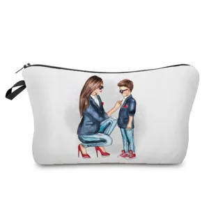 Kosmetiktasche mit Aquarell-Druck und Reißverschluss, tragbare Aufbewahrung für Reisen.