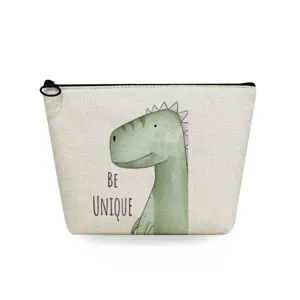 Süße Dinosaurier Canvas Kosmetiktasche, tragbare Reißverschluss Kulturbeutel für tägliche Aufbewahrung.