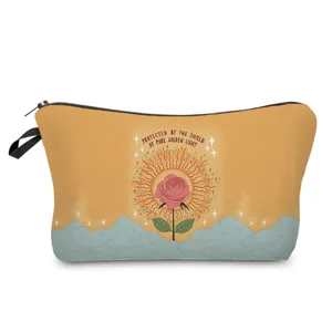 Tragbare Make-up Kosmetiktasche mit ästhetischem Retro-Rosen-Druck und Reißverschlüssen