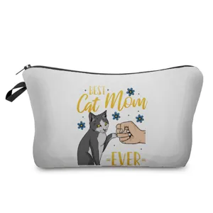 Tragbare Kosmetiktasche mit süßem Katzen-Mama-Design, ideale Kulturbeutel für Reisen und Alltag.