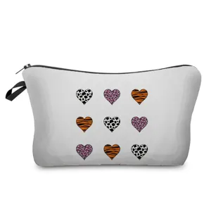 Tragbare Kosmetiktasche mit niedlichen Tier-Herzmustern, perfekte Make-up-Tasche für Reisen.