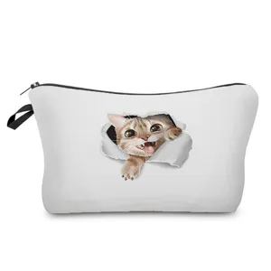 Cartoon Katze Druck Kosmetiktasche Tragbare Wasserdichte Polyester Make-up Beutel Reise Kulturbeutel Federmäppchen Für Damen Herren