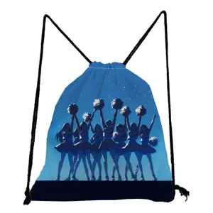 Leichter blauer Cheerleader Turnbeutel mit Sternenhimmel-Druck, lässiger Sport-Gymsack.
