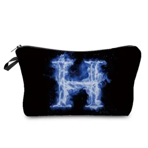Kreative blaue Flammen Kosmetiktasche, stilvolles Make-up Etui fuer den taeglichen Gebrauch.