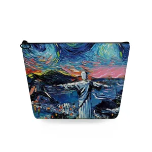 Bolsa de maquillaje de viaje portátil con impresión de arte de pintura al óleo clásica.