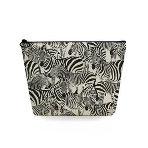 Bolsa De Cosméticos De Lino Portátil Neceser De Viaje Con Cremallera Estampado De Ojos Bolsa De Lavado Mujer