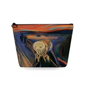 Bolsa de aseo de viaje de lona con famosa impresión artística, estuche de maquillaje portátil para mujer.