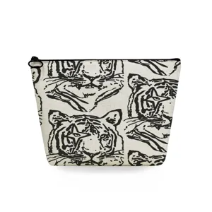 Bolsa de aseo de viaje portátil con estampado animal abstracto, diseño minimalista.