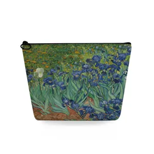 Bolsa cosmética compacta con estampado artístico, ideal para maquillaje y almacenamiento de viaje.