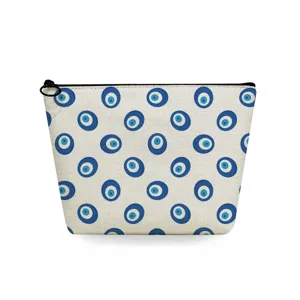 Bolsa de cosméticos de viaje portátil con estampado de mal de ojo, elegante estuche de maquillaje.