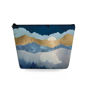 Make-up tasje met landschap print stijlvolle etui abstracte kunst opbergtasje clutch