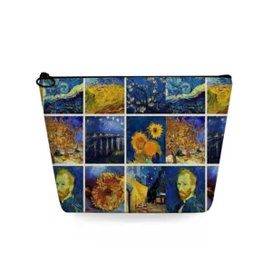 Bolso cosmético clásico con estampado Van Gogh, bolsa de maquillaje de viaje portátil.
