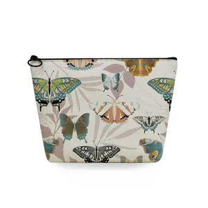 Bolsa de cosmeticos con estampado de mariposa vintage estuche de maquillaje portatil