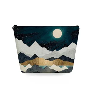 Landschap print cosmetische tas, sterrenhemel nacht rits etui, creatieve studenten pennenbak.