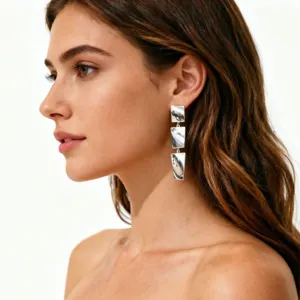 Pendientes colgantes geométricos metálicos plateados para mujeres moda joyería moderna chic top