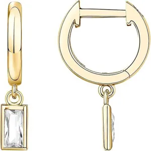 Boucles d'Oreilles Créoles Pendantes en Cuivre et Strass Créatives Simples pour Femmes Clous d'Oreilles Géométriques en Zirconia Cadeau