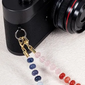 Natural stone camera strap bead charm for phone and handbag accessory detail view