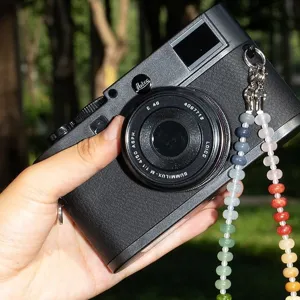 Colorful natural stone beaded camera strap dopamine style minimalist phone charm accessory