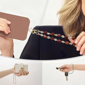 Natural stone beaded phone strap and keychain, versatile fashion accessory for women gift.